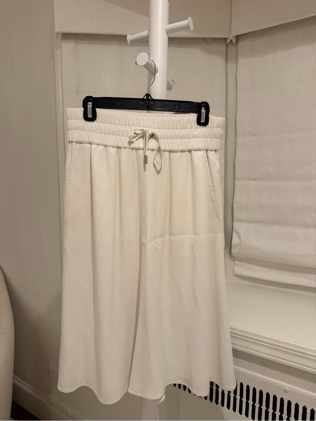Helmut Lang Off-White Elastic Waist Midi Skirt
